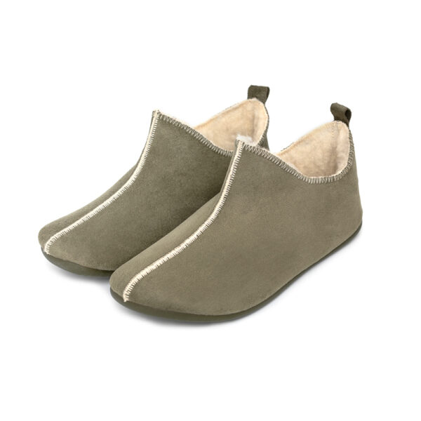 Femi womens' slippers, colour sage - rubber soles